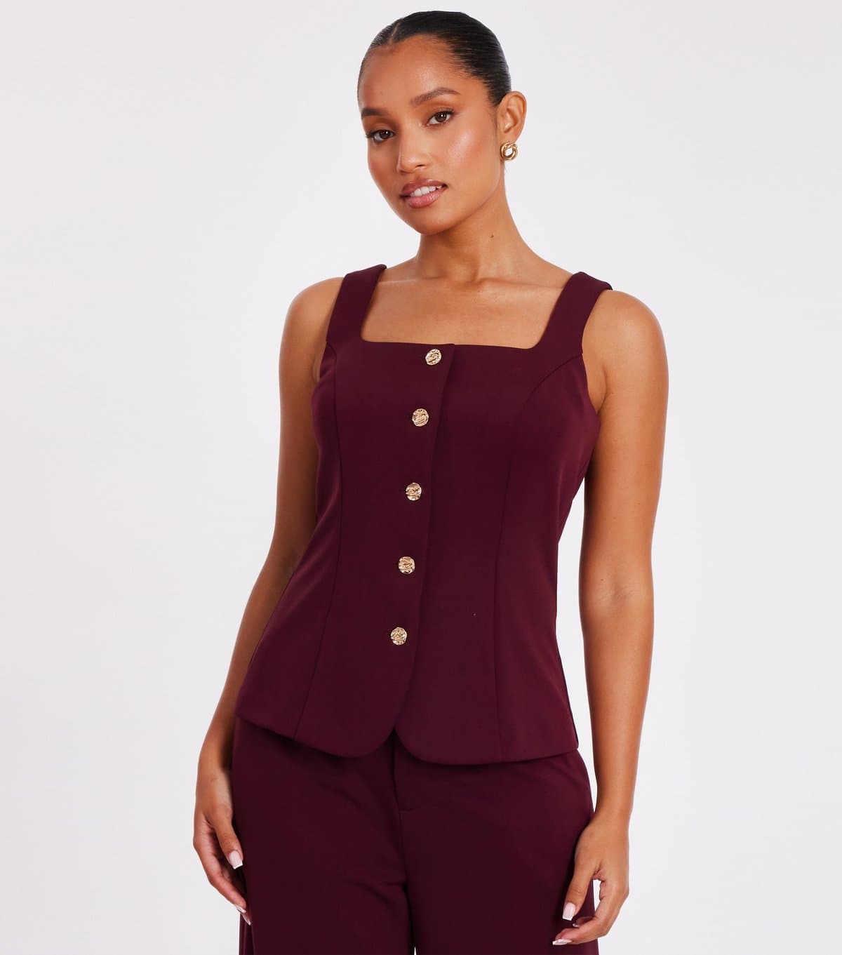 Quiz Women's Petite Burgundy Waistcoat Quiz New Look