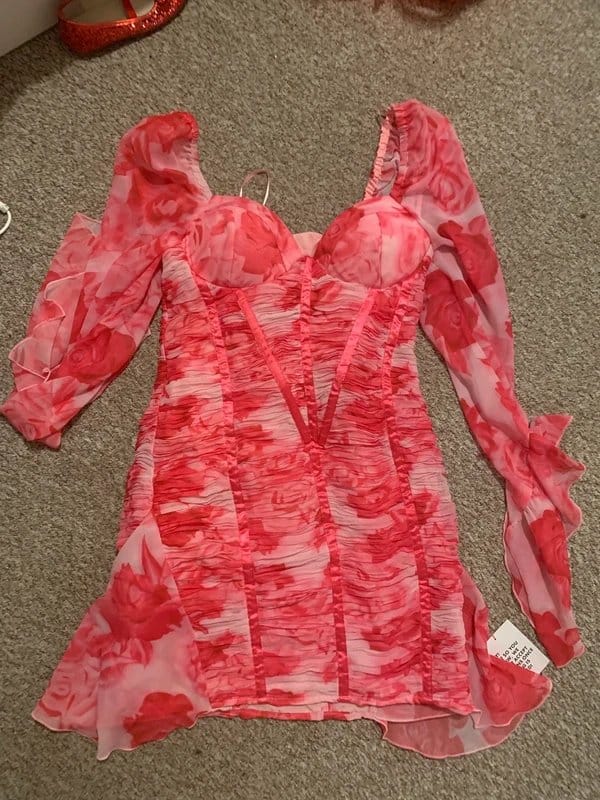 ASOS Pink Floral Corset Dress Size 10