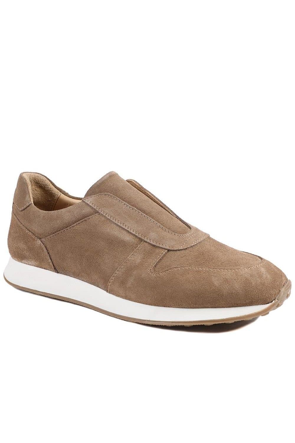 Jones Bootmaker Jones Bootmaker Men's Taccino Leather Slip On Trainers in Taupe