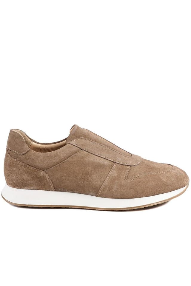 Jones Bootmaker Jones Bootmaker Men's Taccino Leather Slip On Trainers in Taupe - 2