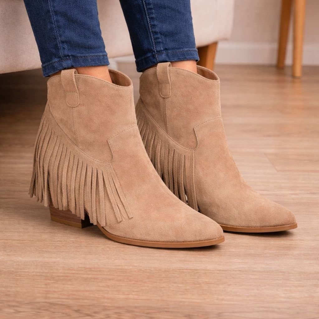 Truffle Collection Truffle Collection Women's Calf Boots Pointed Toe Slip On Microfibre Block Heel Shoes in Taupe