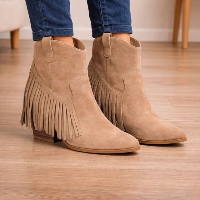 Truffle Collection Truffle Collection Women's Calf Boots Pointed Toe Slip On Microfibre Block Heel Shoes in Taupe - 2