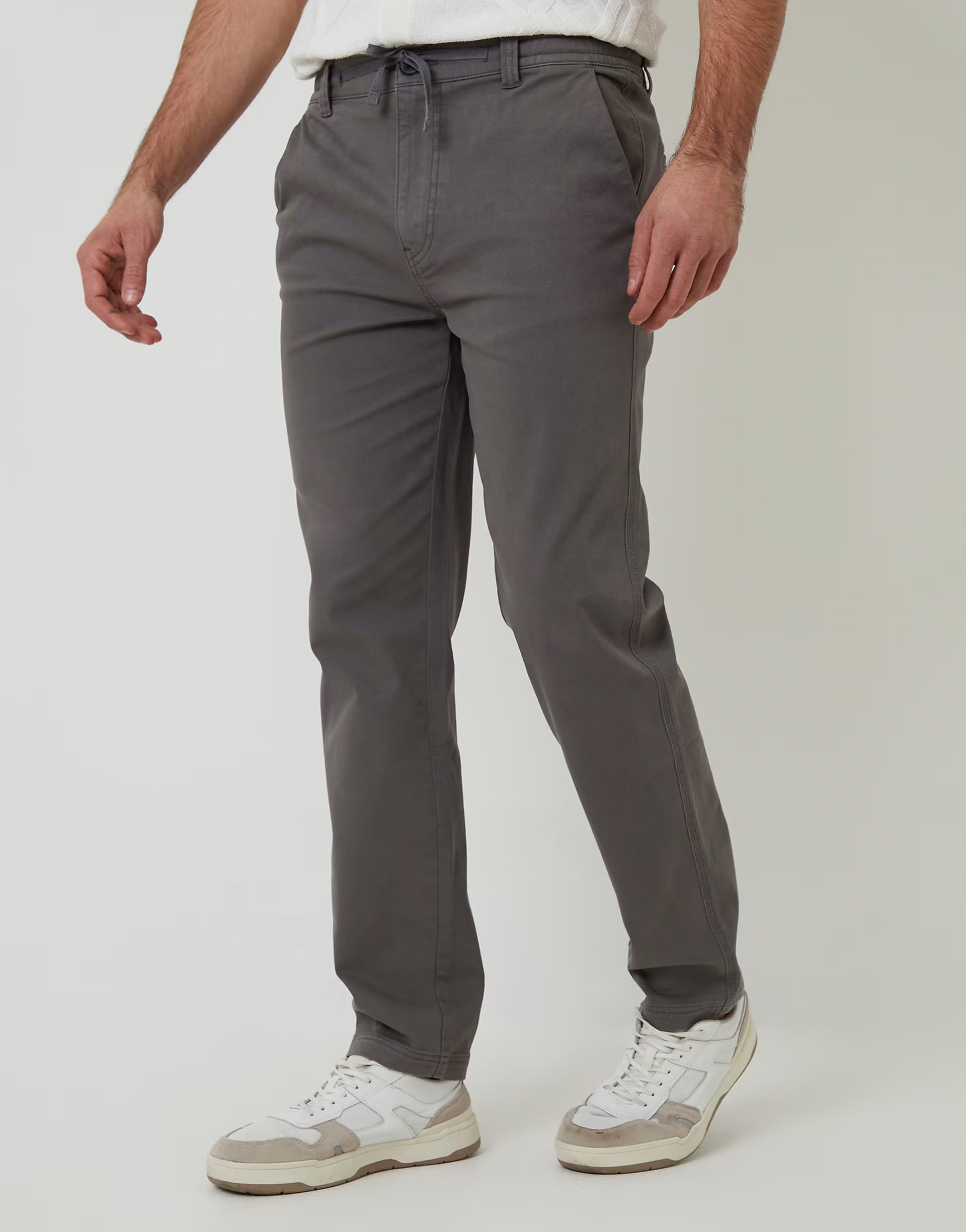 ASOS Threadbare Cotton elasticated waist chino trousers in dark grey