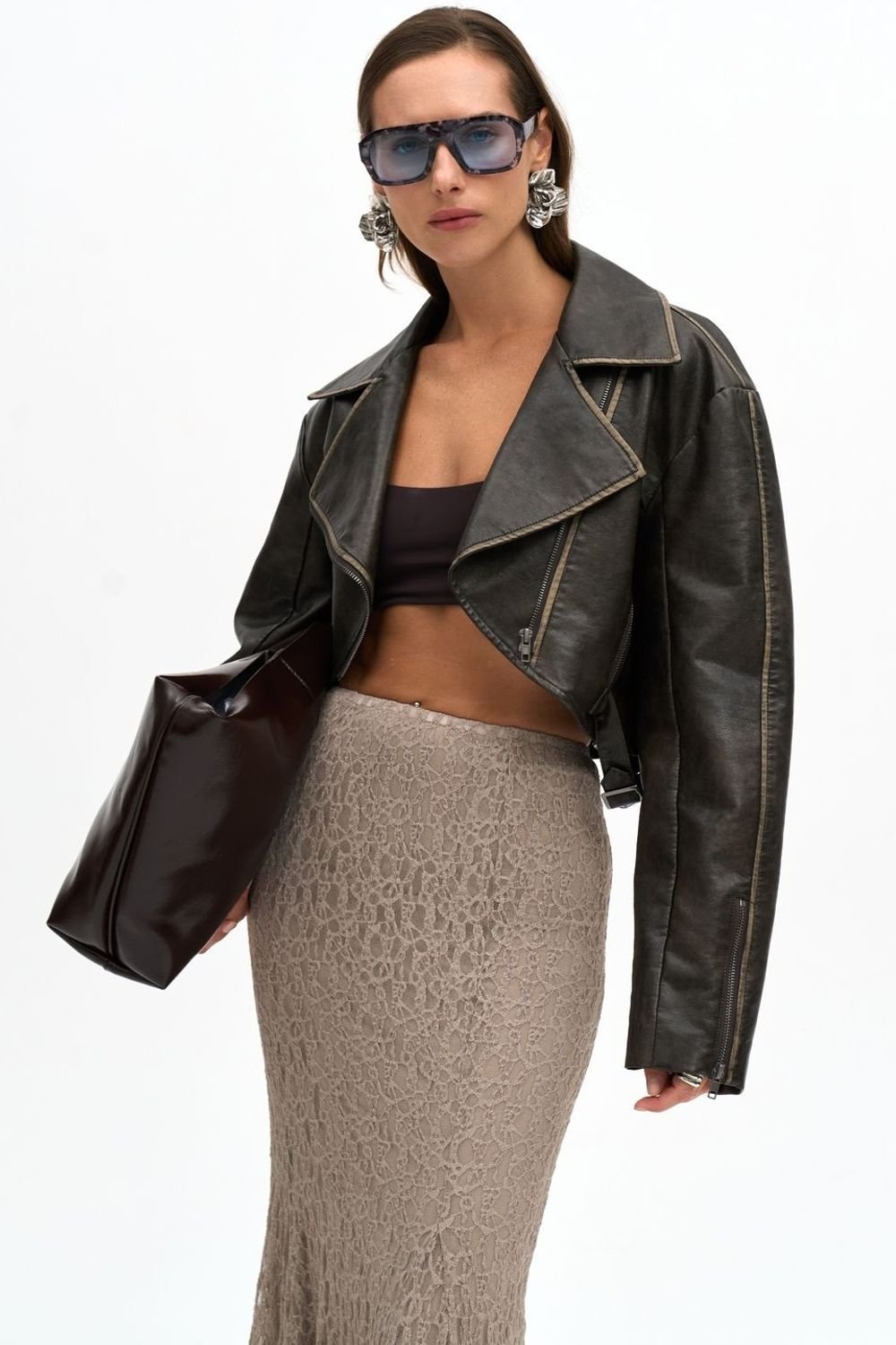 MAI STUDIOS CO. MAI STUDIOS CO. Women's Carnas Faux Leather Jacket in Charcoal - 2