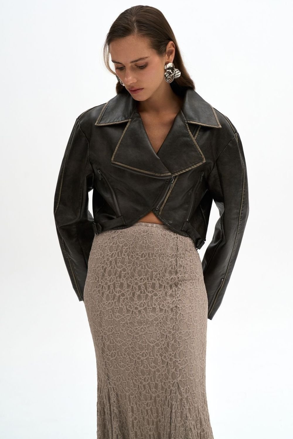 MAI STUDIOS CO. MAI STUDIOS CO. Women's Carnas Faux Leather Jacket in Charcoal - 3