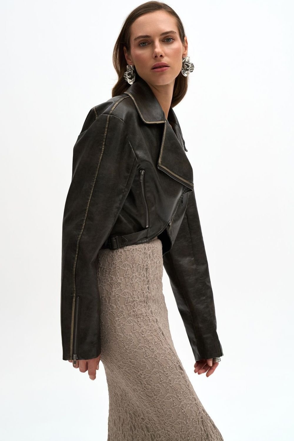 MAI STUDIOS CO. MAI STUDIOS CO. Women's Carnas Faux Leather Jacket in Charcoal - 4