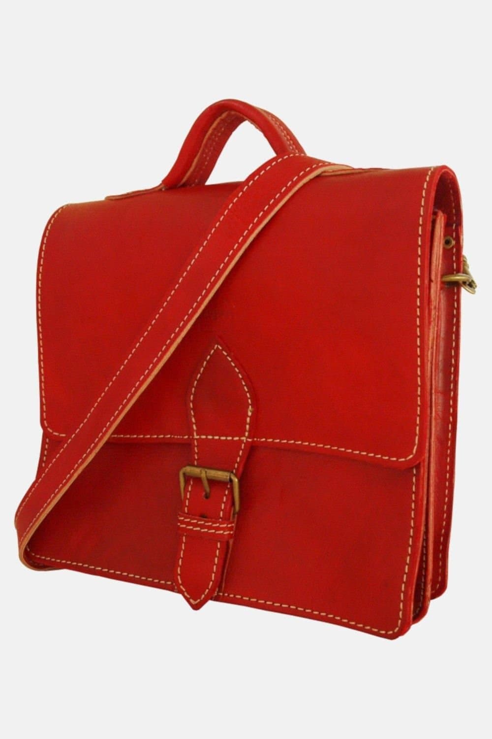 Berber Leather Berber Leather Women's 'The Casablanca' Mini Leather Satchel in Red