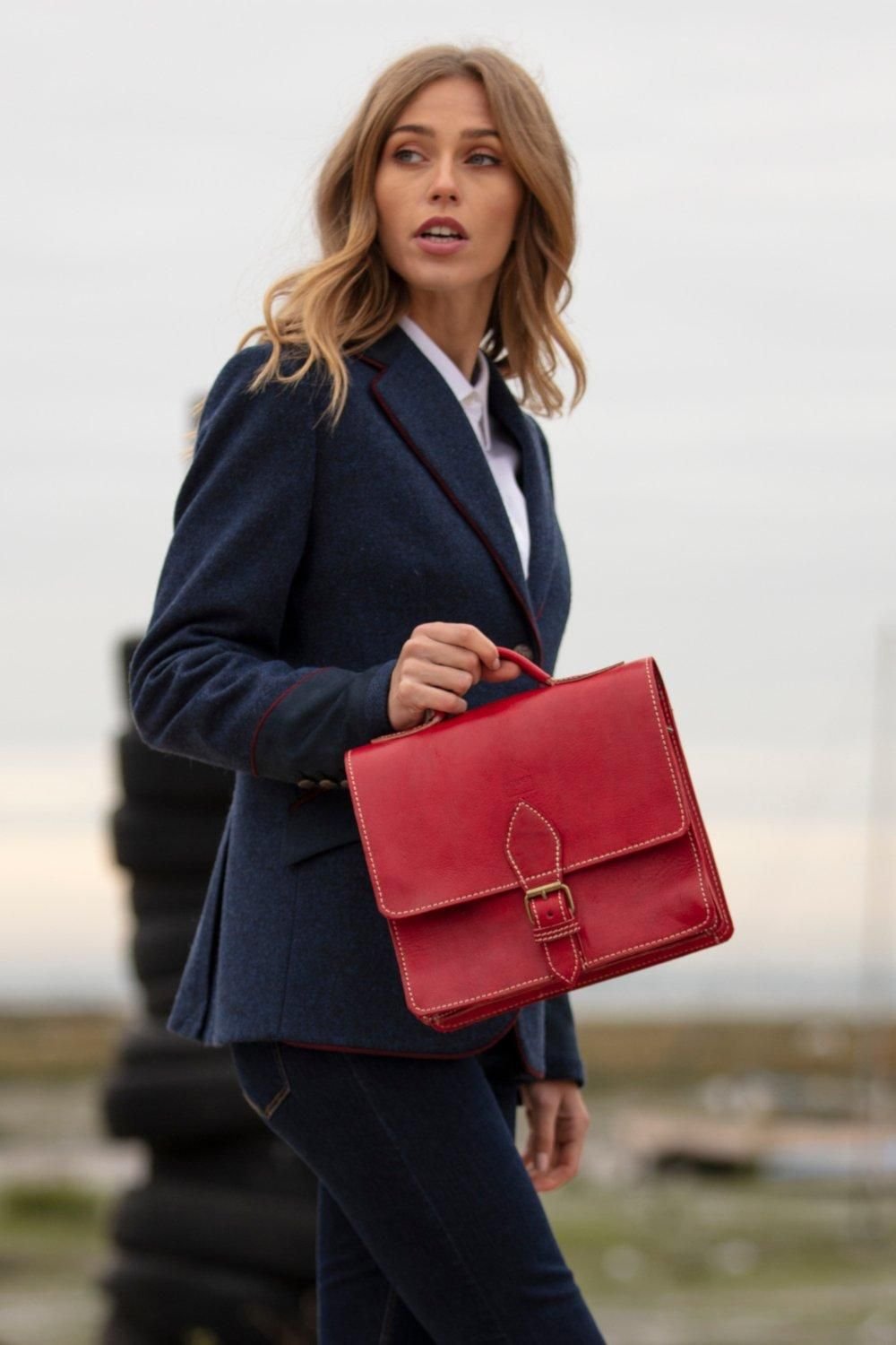 Berber Leather Berber Leather Women's 'The Casablanca' Mini Leather Satchel in Red - 2