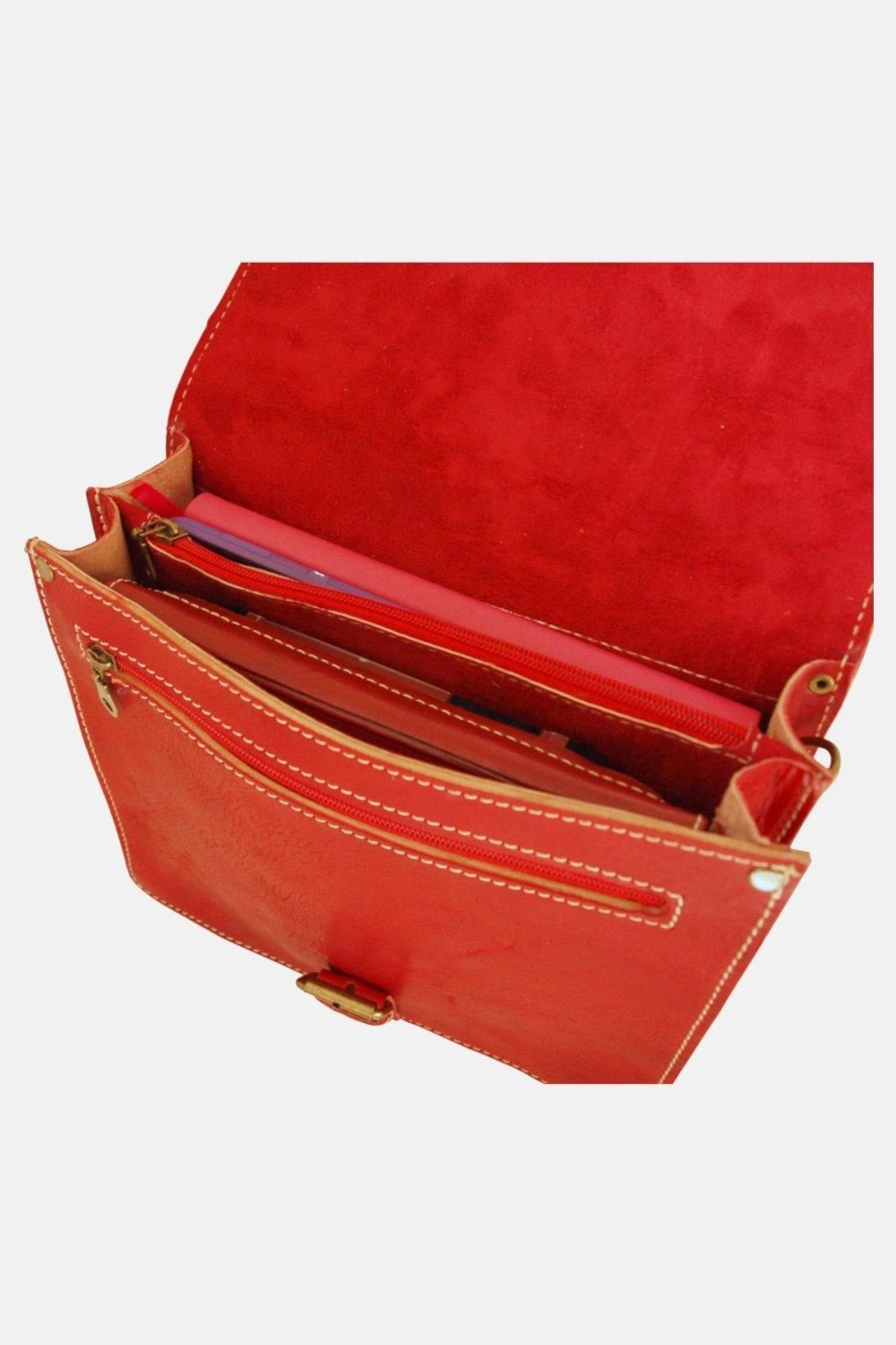 Berber Leather Berber Leather Women's 'The Casablanca' Mini Leather Satchel in Red - 3