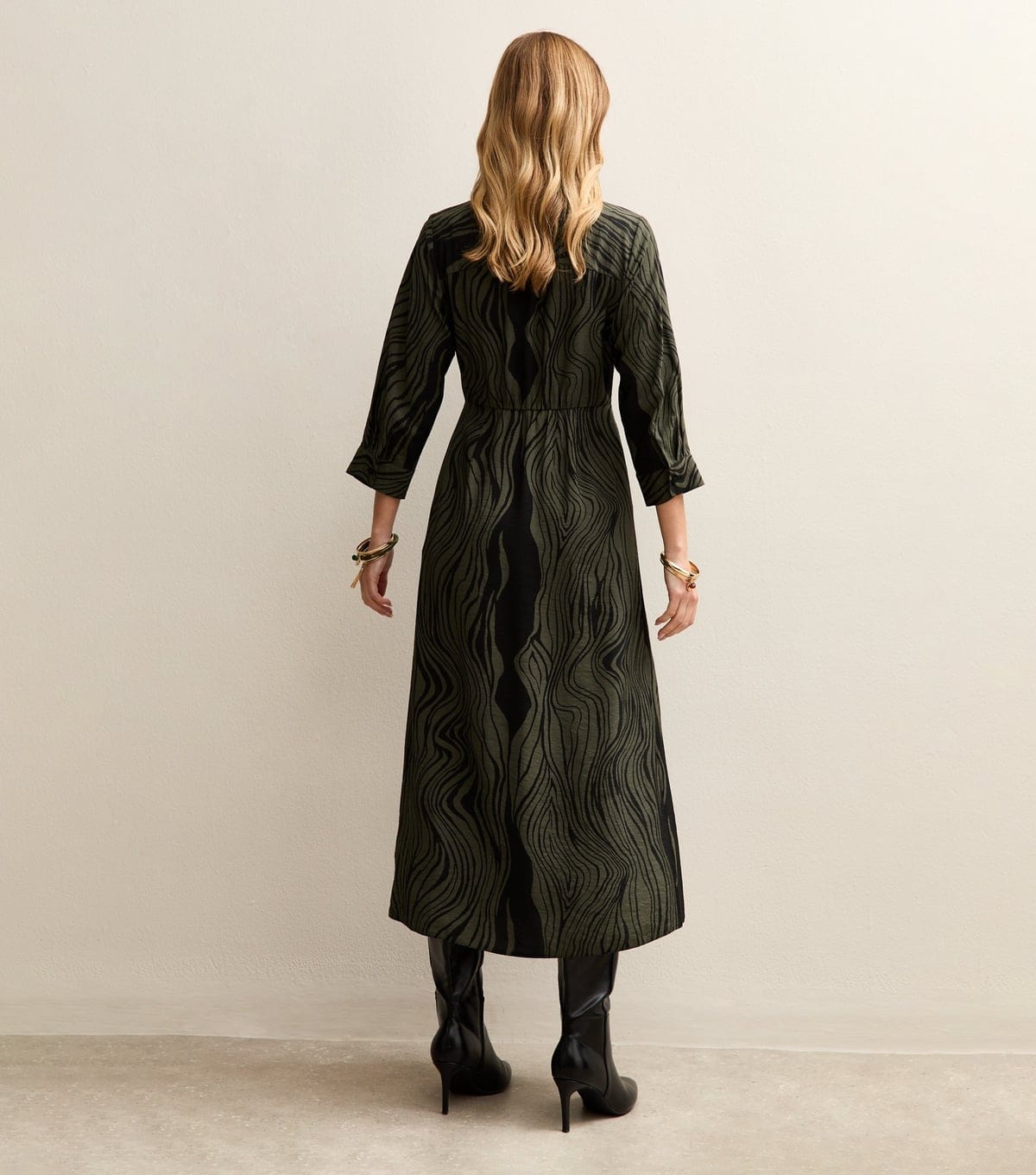 New Look Women's Green Abstract Pattern Midi Shirt Dress New Look - 4
