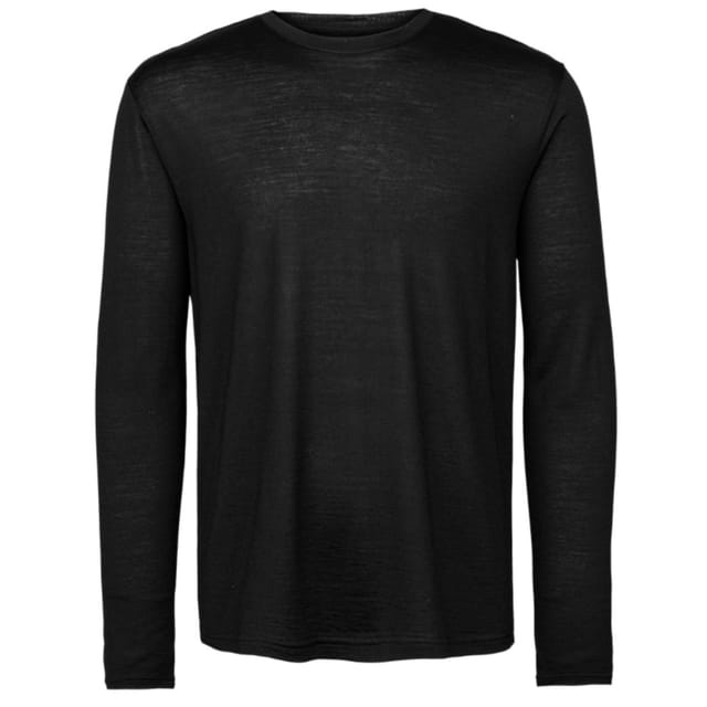 Panos Emporio Panos Emporio Men's Merino Wool Men's' Long Sleeve T-Shirt in Black with Crew Neck - 2