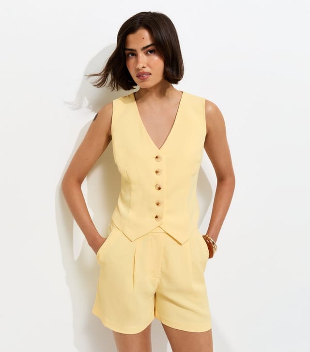 New Look Women's Light Yellow Short Tie Back Waistcoat New Look - 3