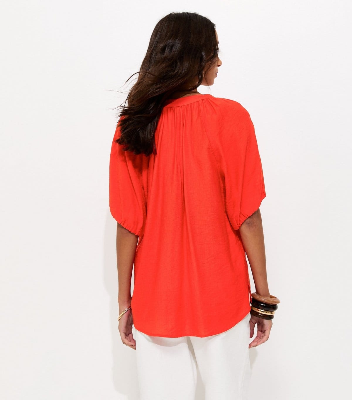 New Look Women's Red Puff Sleeve V-Neck Blouse New Look - 4
