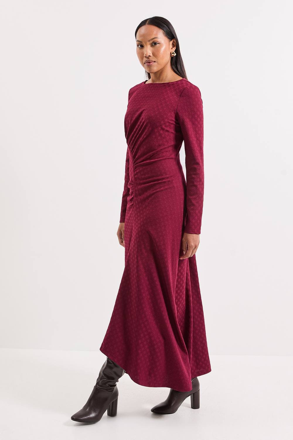 Principles Principles Women's Ponte Ruched Maxi Dress in Wine - 2
