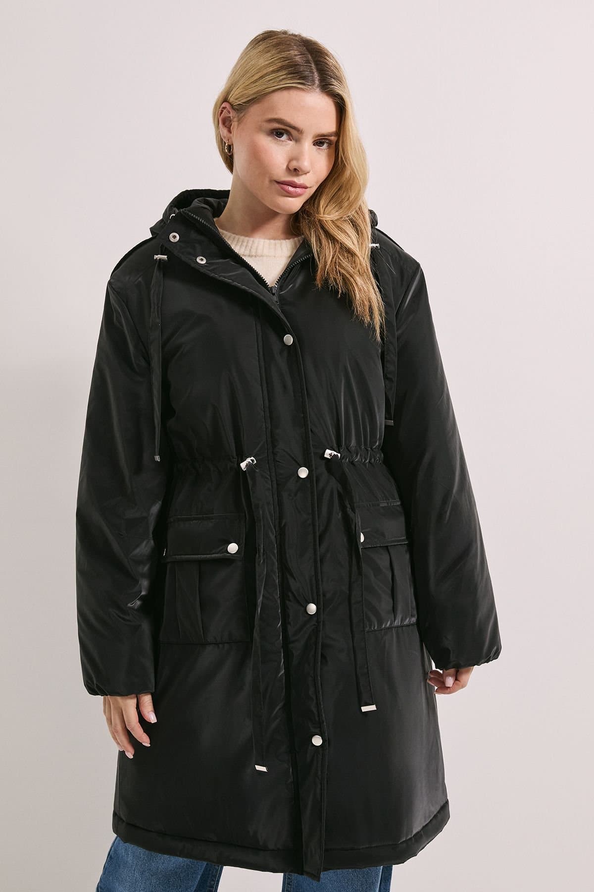 Dorothy Perkins Dorothy Perkins Women's Barrel Sleeve Parka Coat in Black