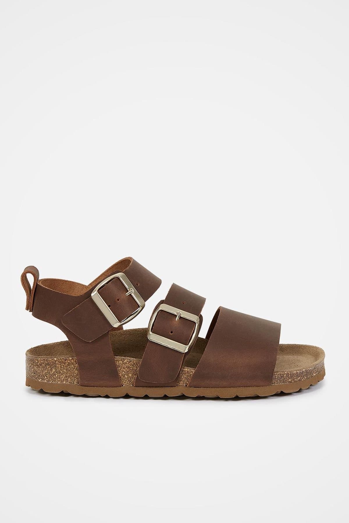 Celtic & Co Celtic & Co Women's An elegant triple strap sandal in Dark Brown