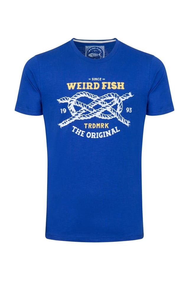 Weird Fish Weird Fish Men's Cast Off-Front Print Graphic T-Shirt in Blue - 2