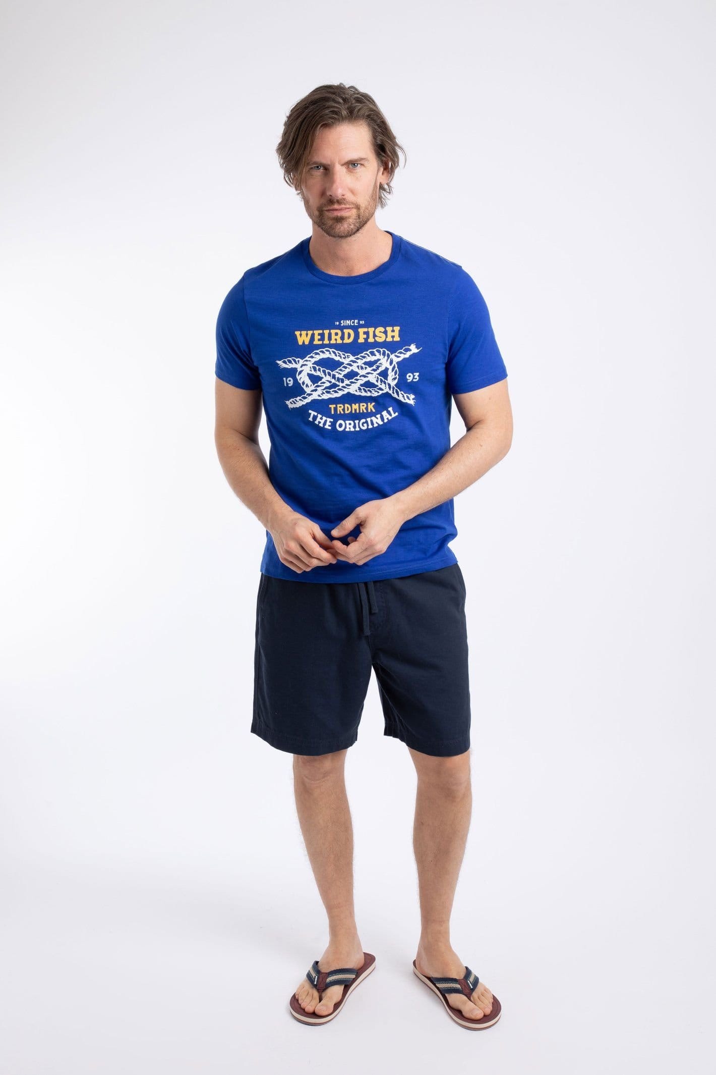 Weird Fish Weird Fish Men's Cast Off-Front Print Graphic T-Shirt in Blue - 4