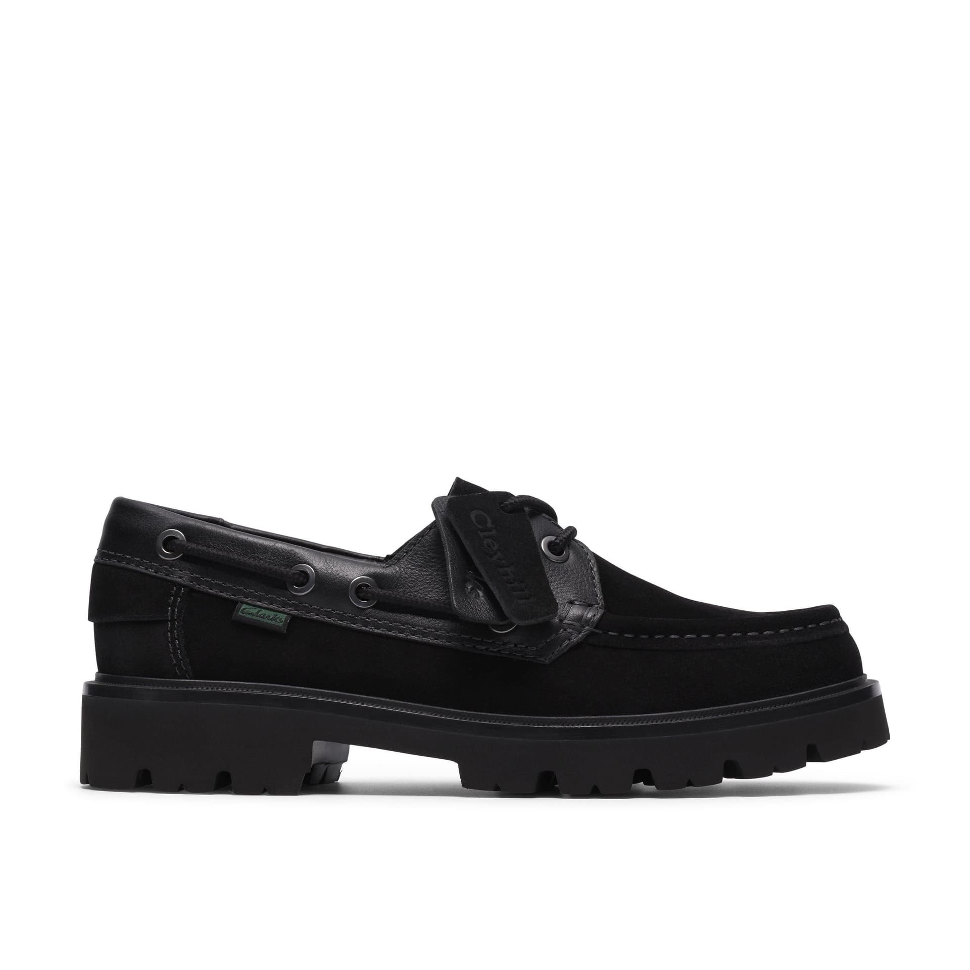 Clarks Clarks Men's Cleyhill Boat Black Suede Slip Ons, Boat Shoes