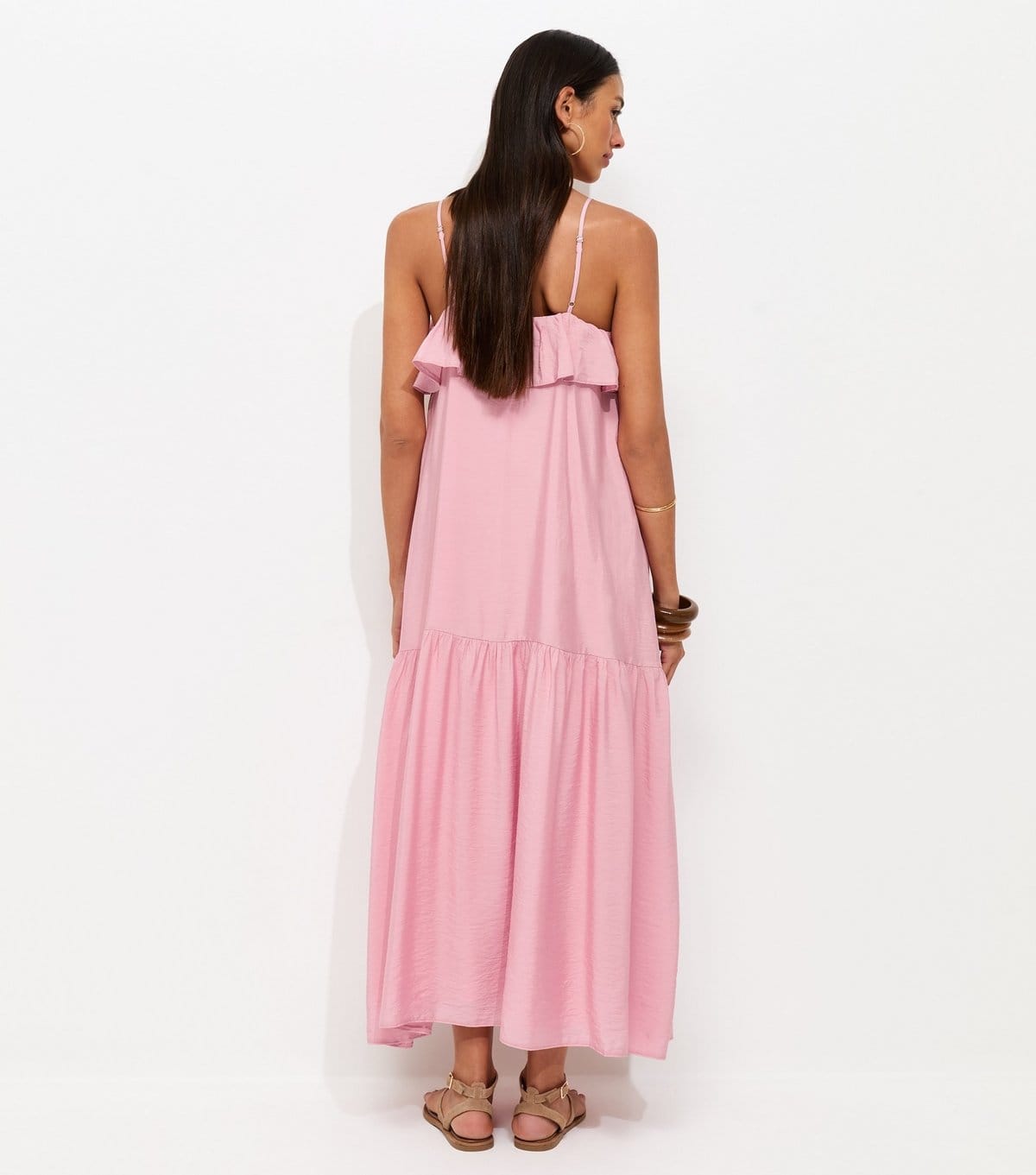New Look Women's Light Pink Ruffle Trim Cami Midi Dress New Look - 4