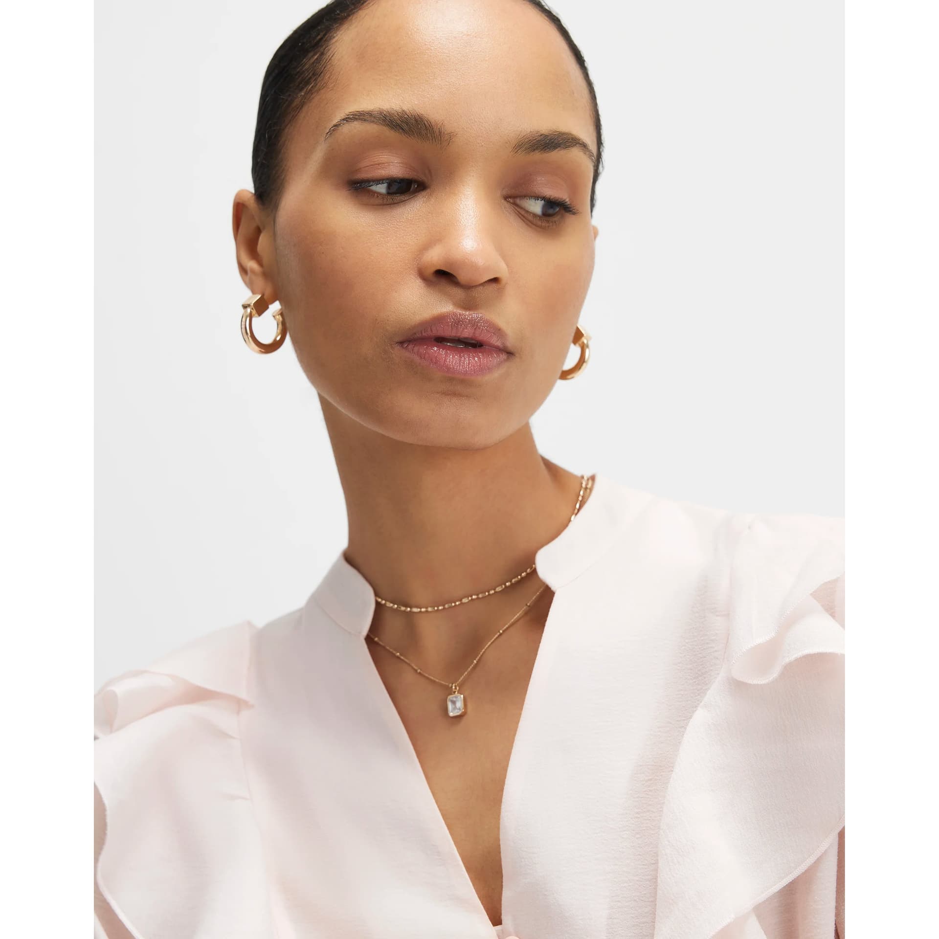 River Island River Island Womens Gold Diamond Simulant Double Row Necklace