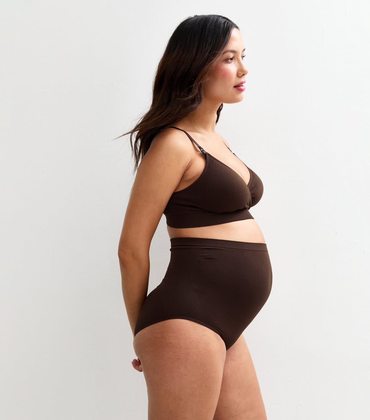 New Look Women's Maternity Brown High Waist Over Bump Briefs New Look