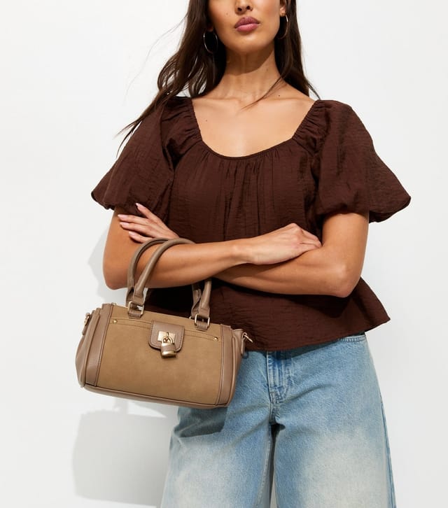 New Look Mink Faux Brushed Leather Padlock Crossbody Bag New Look - 2