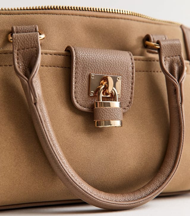 New Look Mink Faux Brushed Leather Padlock Crossbody Bag New Look - 3