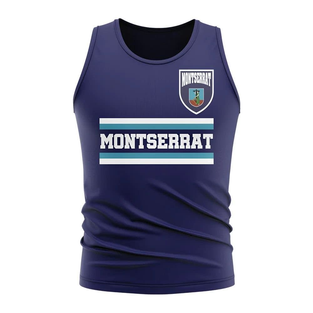 Montserrat Montserrat Men's Personalised Core Football Country Sleeveless Tee in Navy