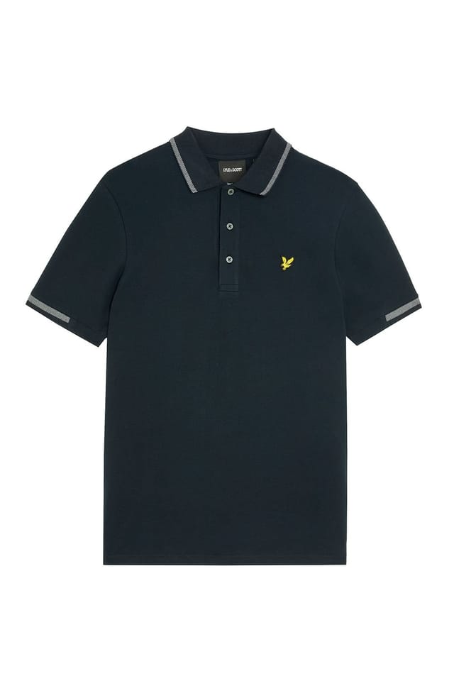 Lyle & Scott Lyle & Scott Men's Birdseye Tipped Polo Shirt Dark Navy/ Ash Lilac in Dark Navy - 2