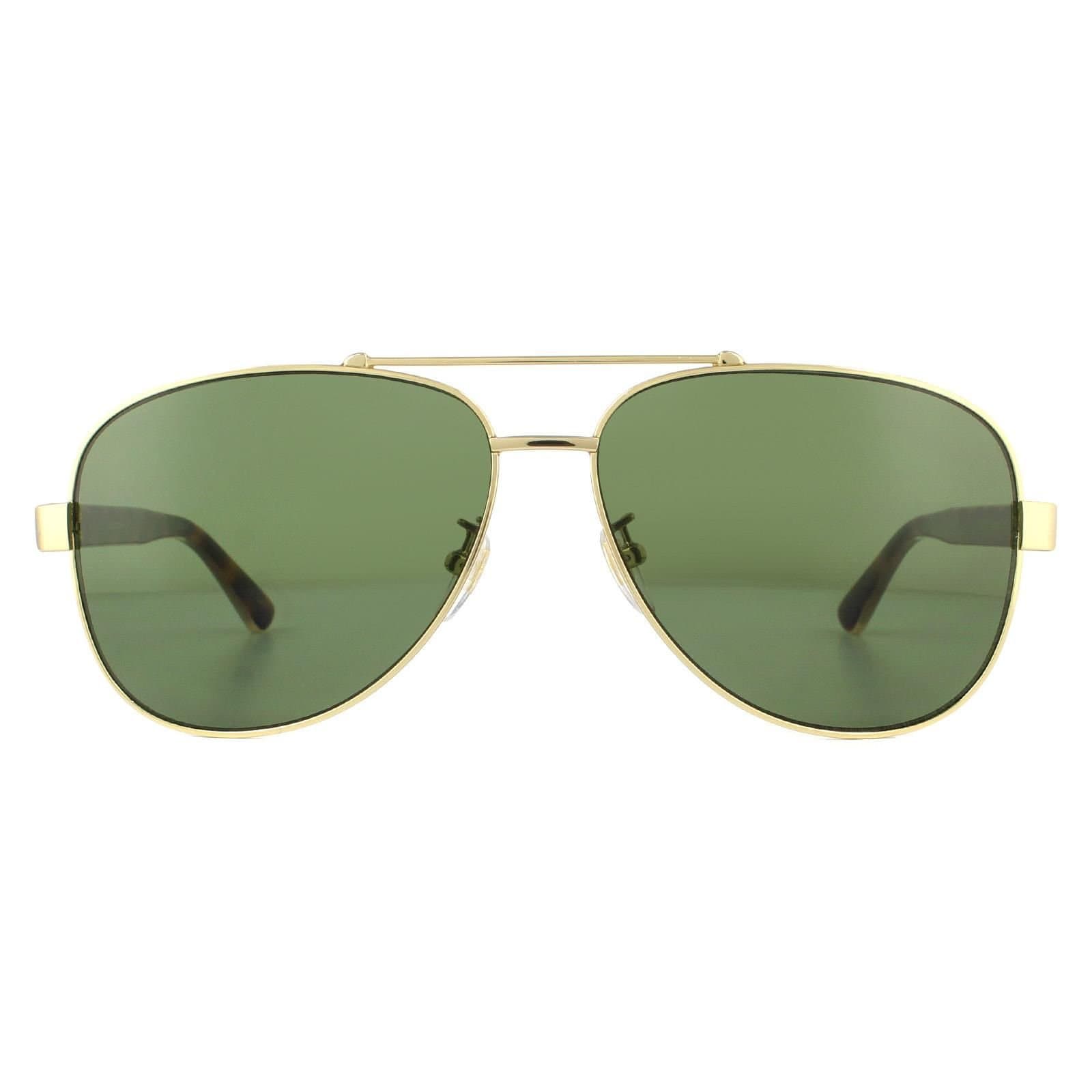 Gucci Gucci Men's Aviator Gold & Havana Crystal Green GG0528S Sunglasses