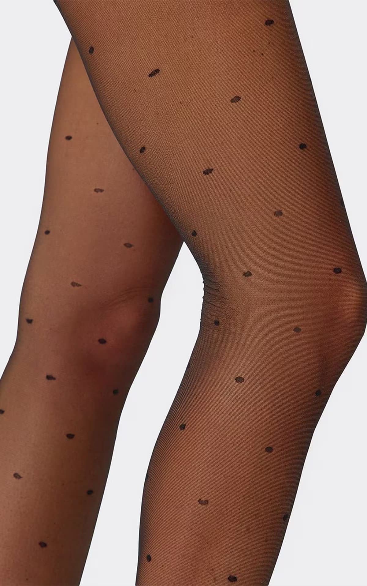 EGO Polka Dot Detail Tights In Black Mesh, Women's Size UK 0