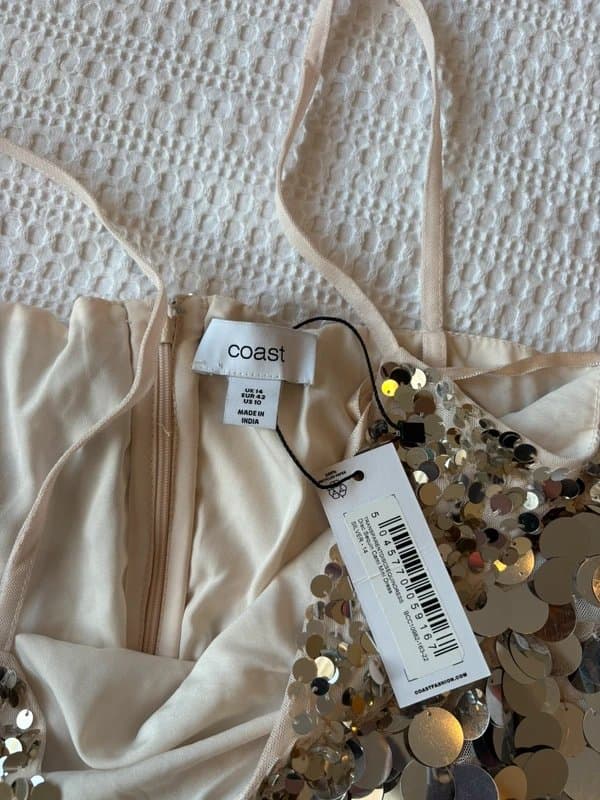 Coast Coast Silver Sequin dress UK 14 BNWT Party / Occasion