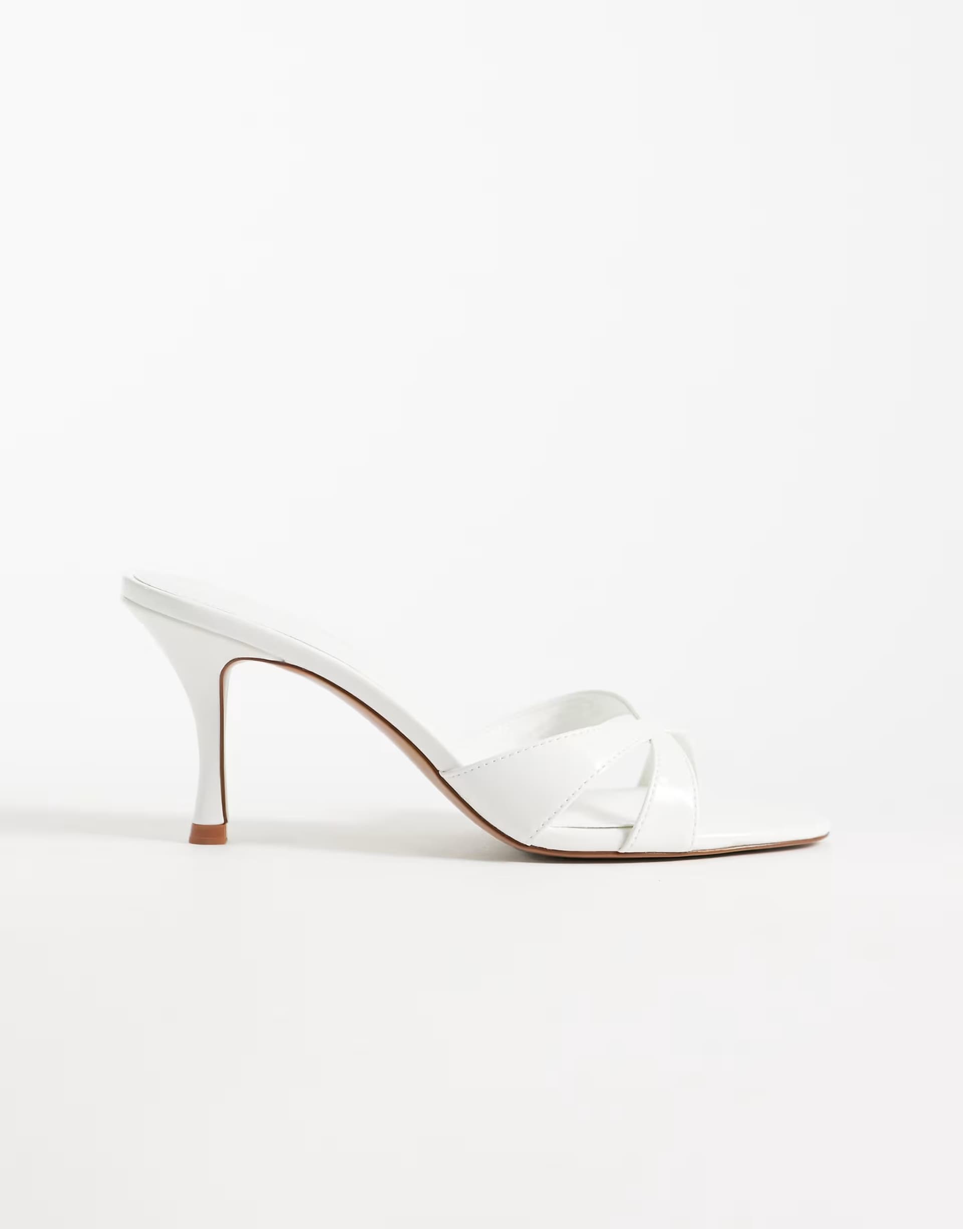 ASOS Mango cross strap heeled mule in white