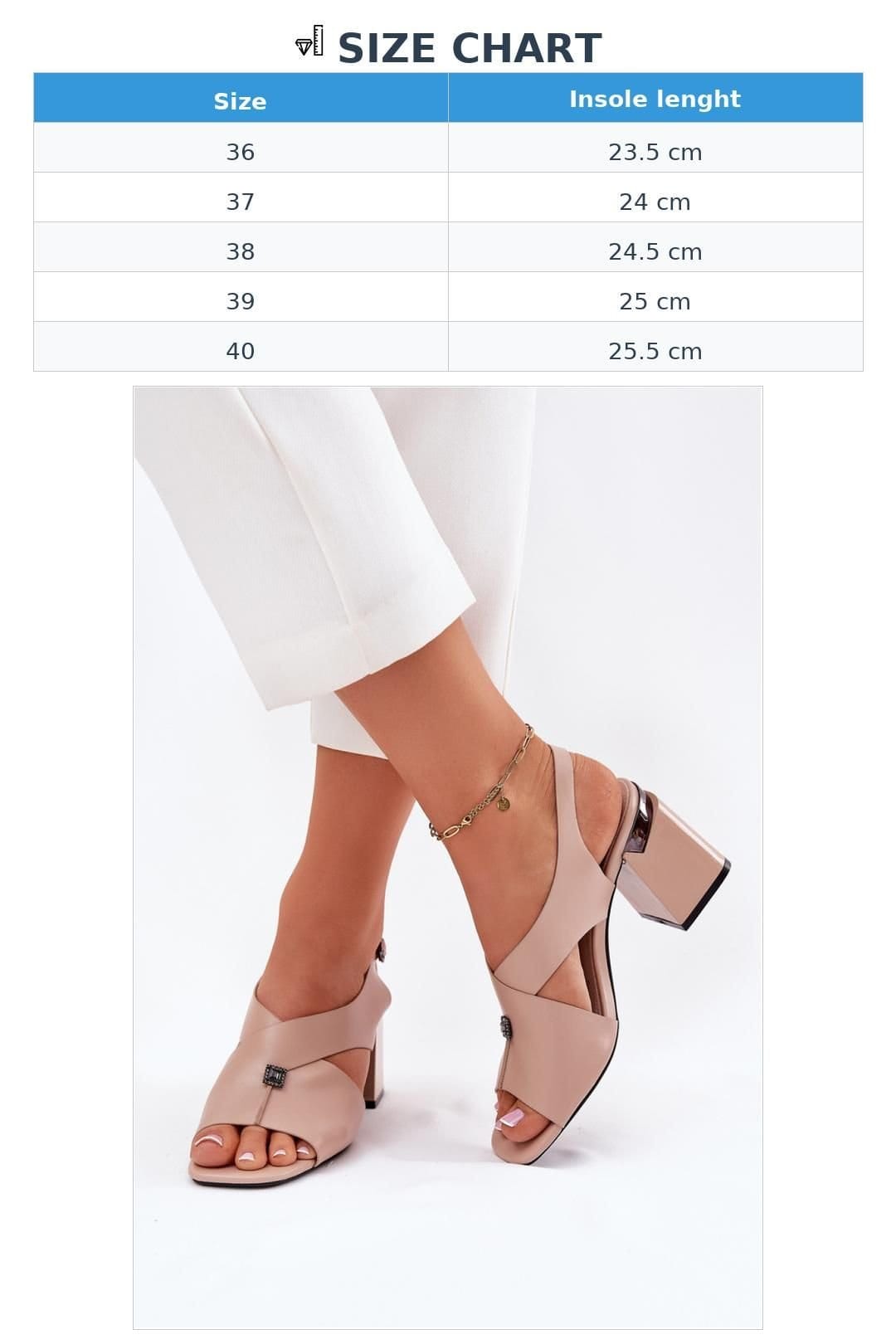 Love Lace Love Lace Women's Elegant Column Heel Buckle Sandals with Front Detail Comfort in Beige - 4