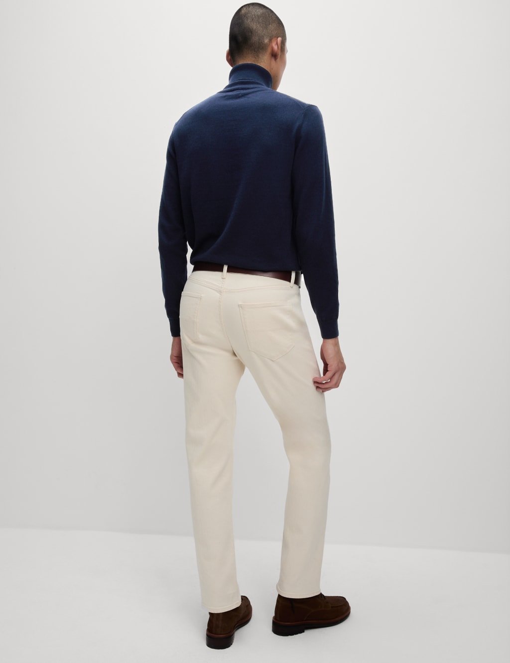 Marks & Spencer M&S Straight Fit Stretch Jeans Ecru - 3