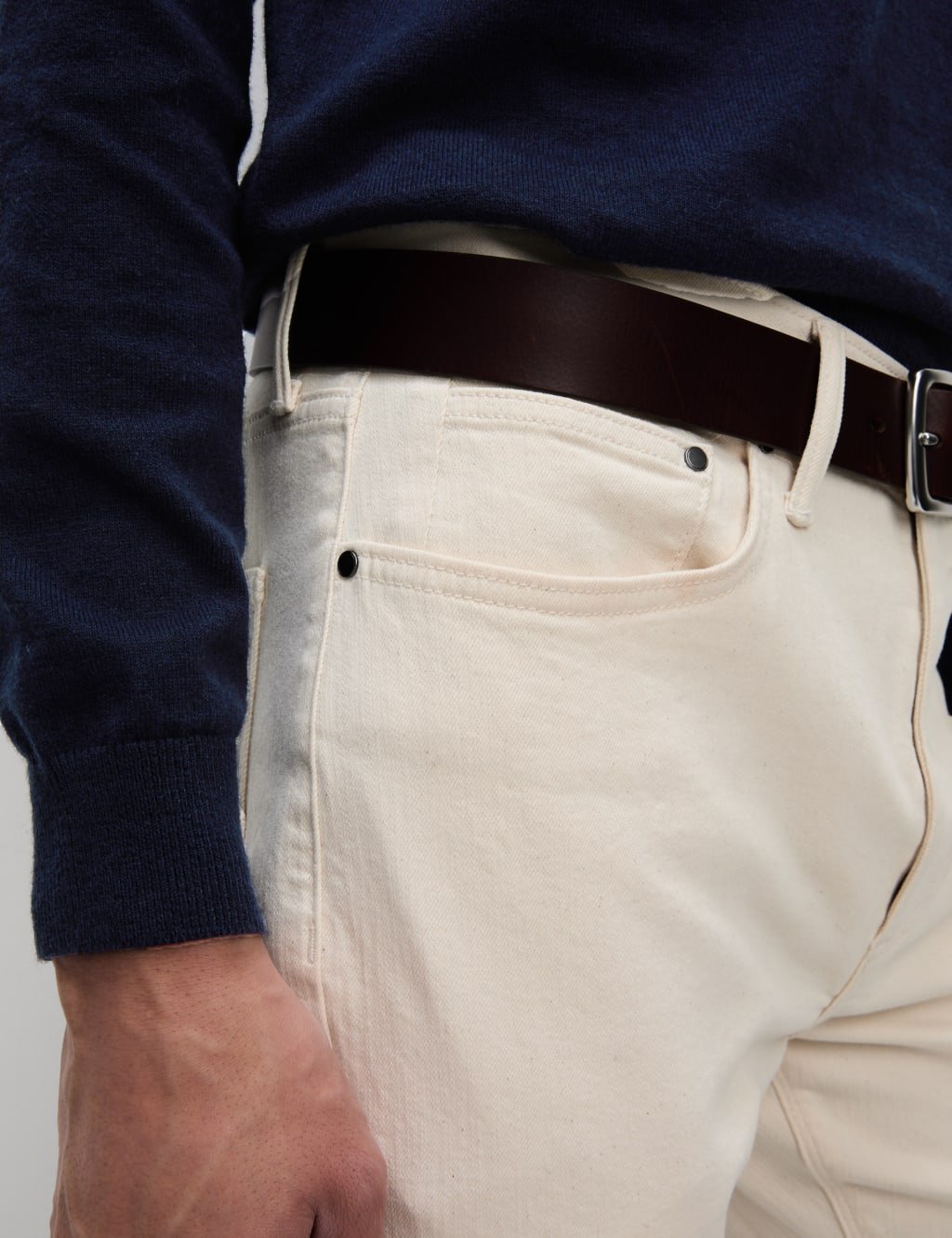 Marks & Spencer M&S Straight Fit Stretch Jeans Ecru - 4