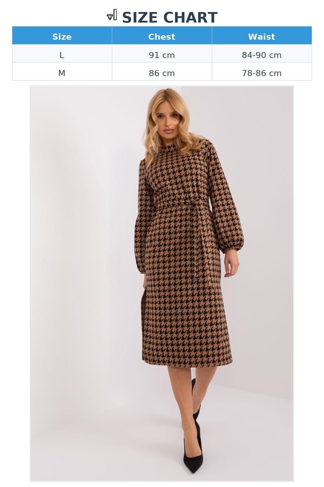 Love Lace Love Lace Women's Peplite Straight Cut Zip Long Sleeve Dress in Brown - 4