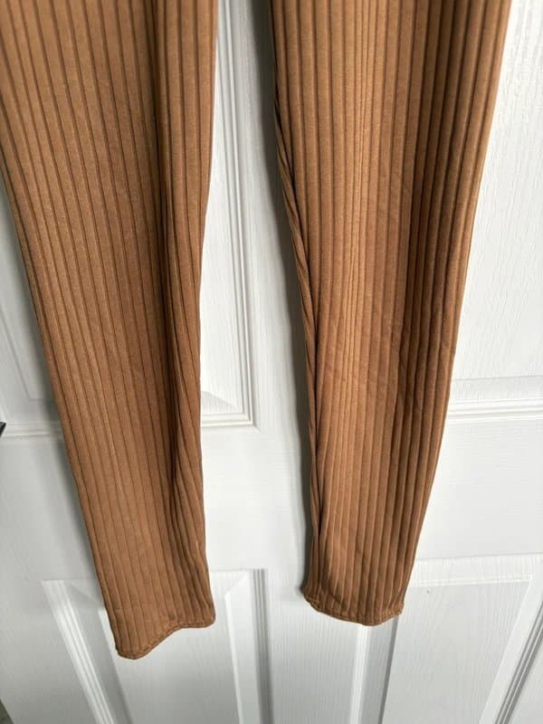Boohoo Boohoo Ribbed Leggings Women’s Size 8 Camel Tan High Waisted Stretch