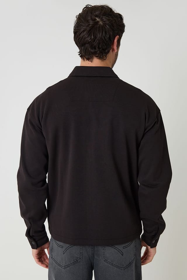 Threadbare threadbare Men's Popper Fastening Cropped Fit Shacket in Black - 2