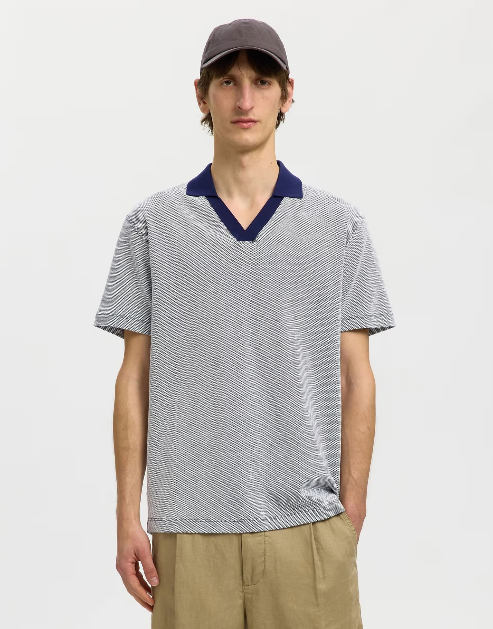 ASOS Selected Polo shirt in ocean cavern