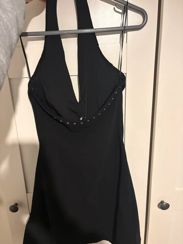 Bershka Berskha black halter neck studded mini dress size S worn once