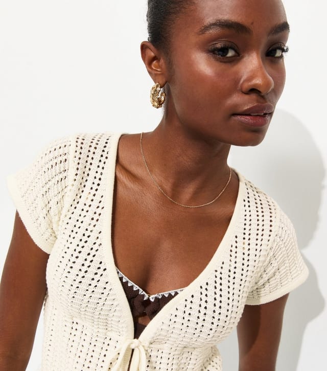 New Look Women's White Frilly Trim Tie Front Top New Look - 2