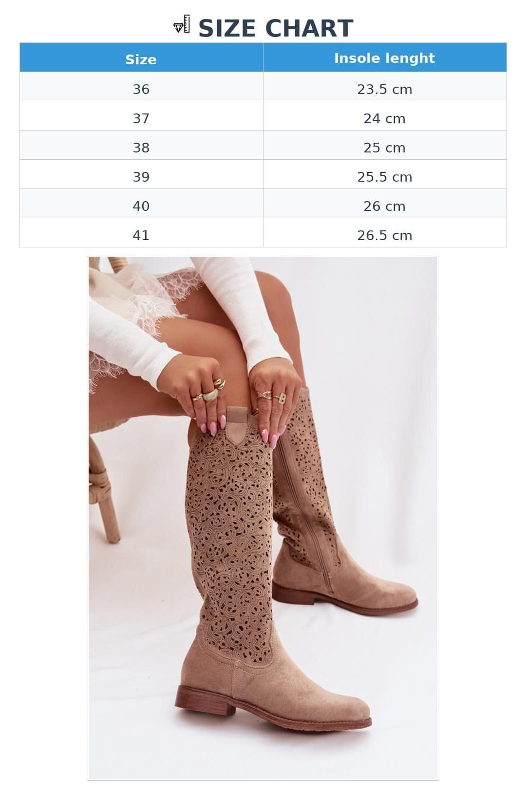 Love Lace Love Lace Women's Boho Lace Up Openwork Flat Heel Boots with Side Zip Comfort in Beige - 4