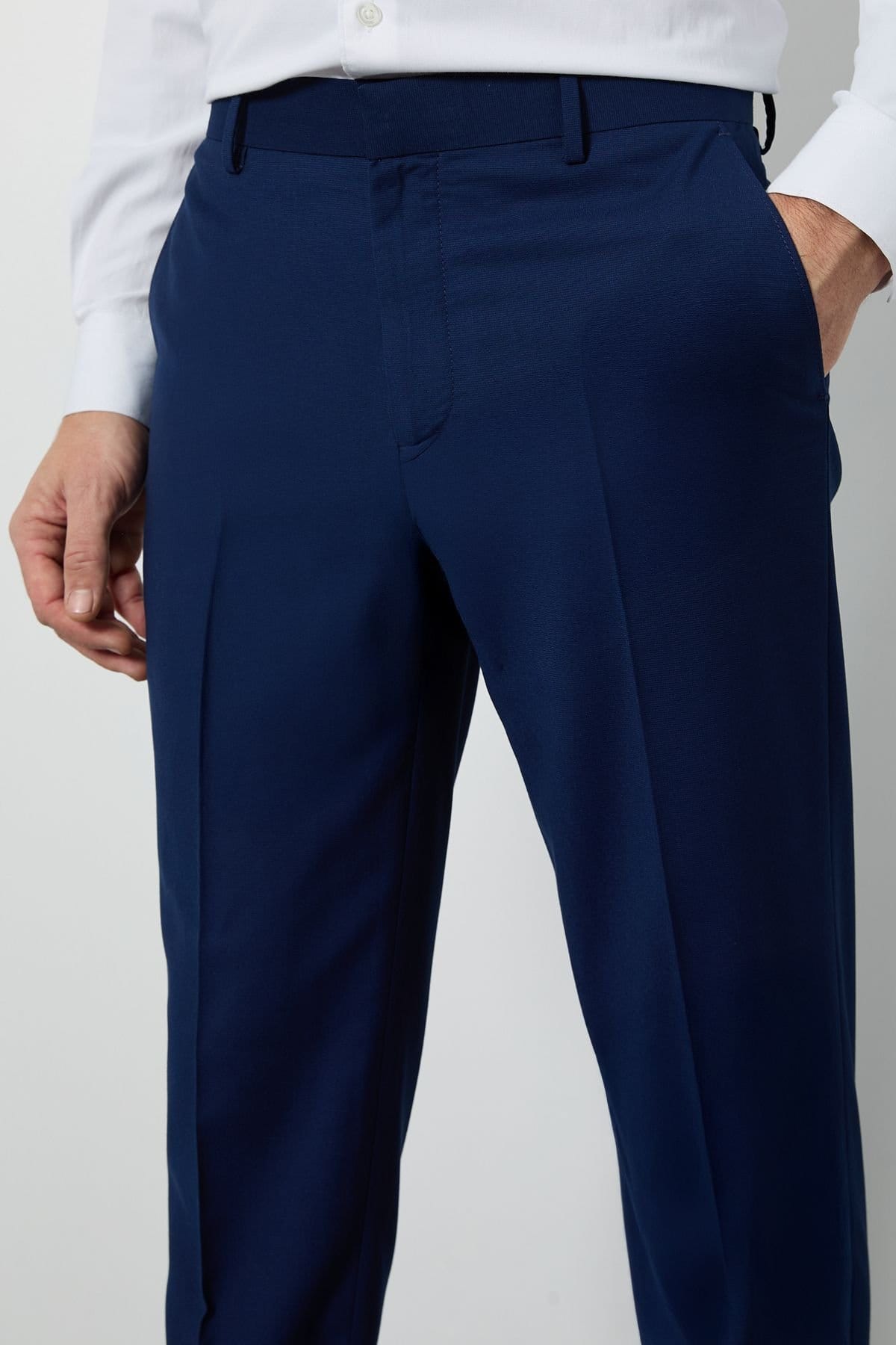 Burton Burton Men's Royal Blue Textured Slim Fit Suit Trousers - 4