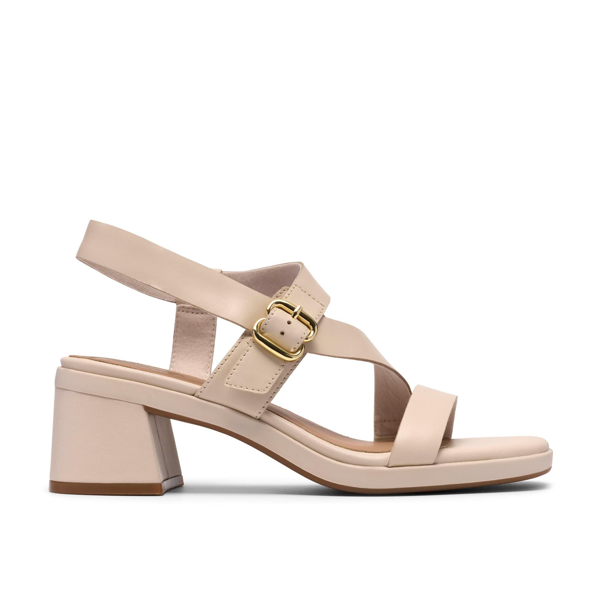 Clarks Clarks Women's Jaylan Sol Off-White Leather Heeled Sandals In