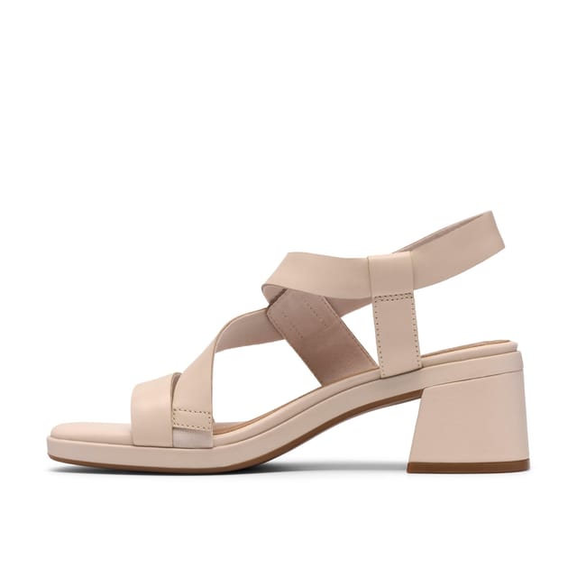 Clarks Clarks Women's Jaylan Sol Off-White Leather Heeled Sandals in White - 3