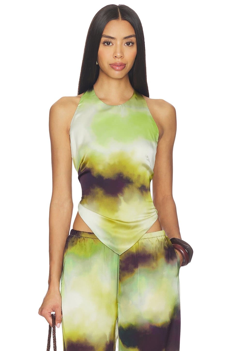 revolve Revolve Vega Olive Tie-Dye Halter Top