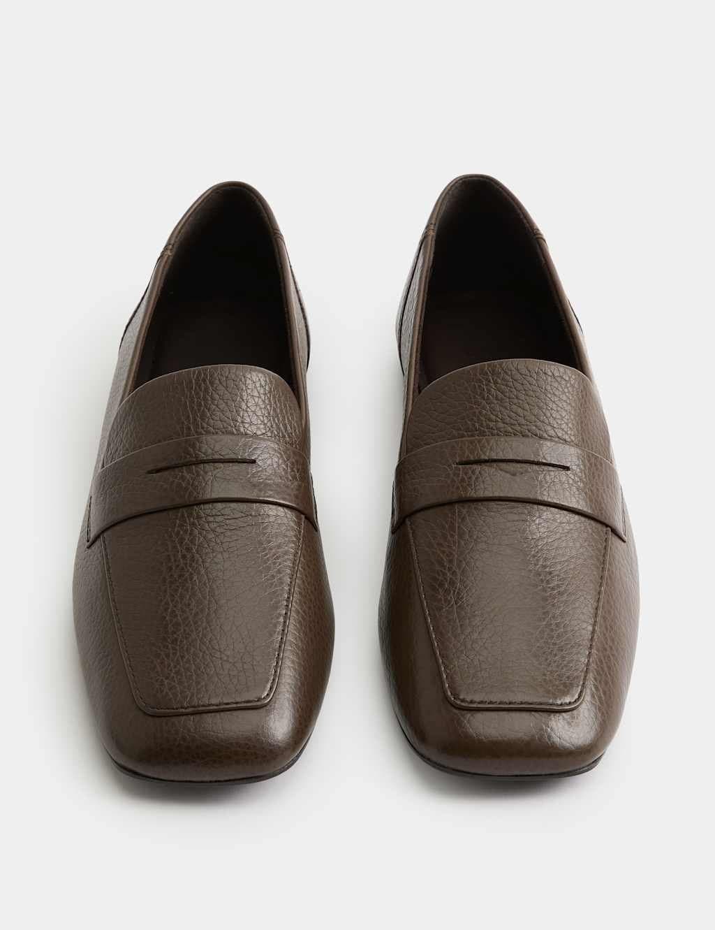 Marks & Spencer M&S Brown Leather Flat Square Toe Loafers
