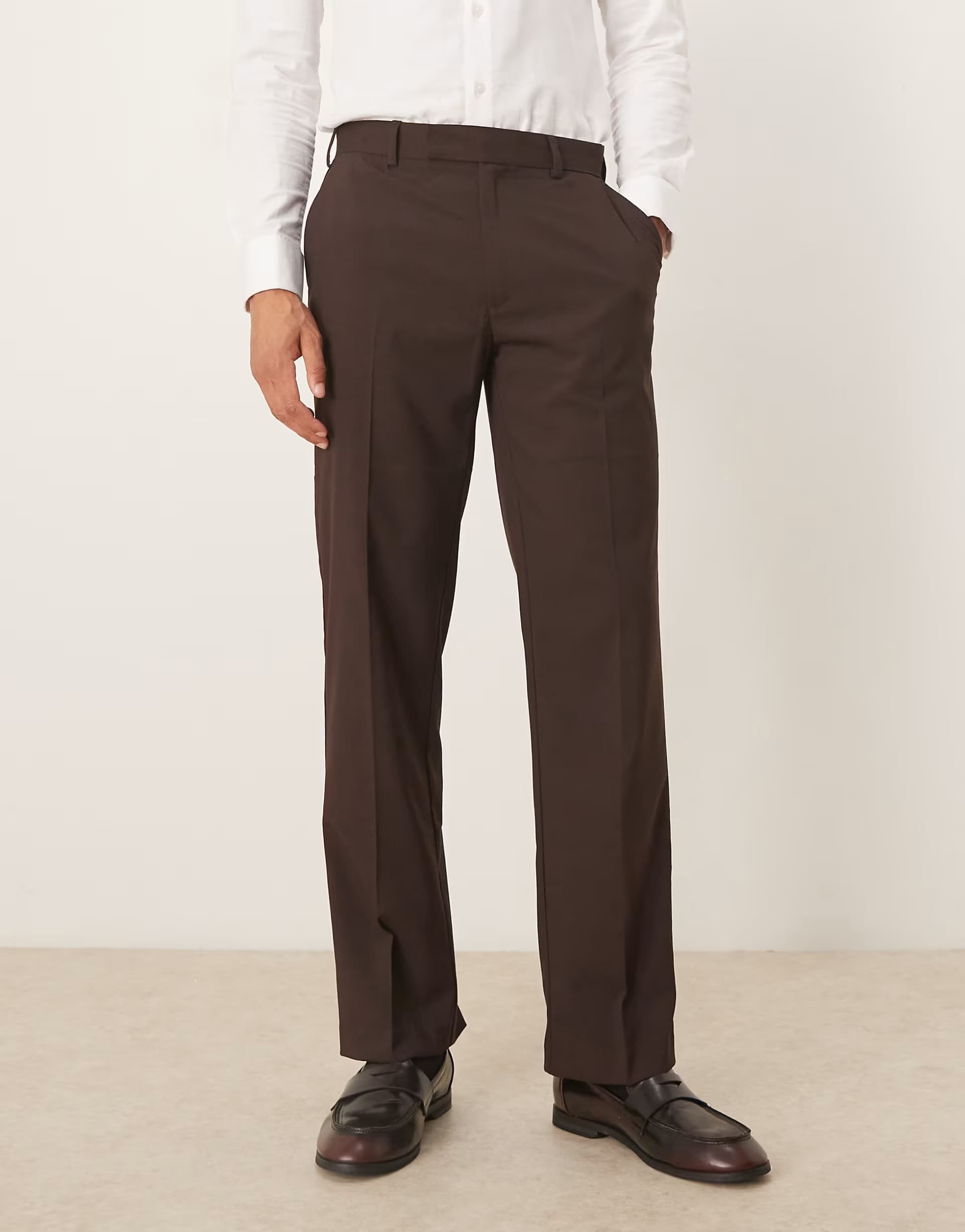 ASOS ASOS DESIGN smart straight leg trouser in brown